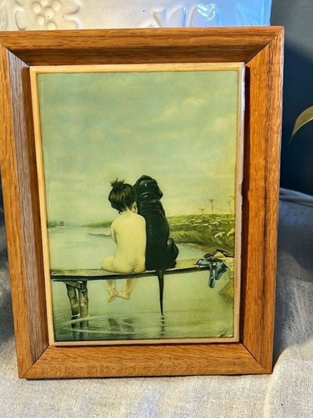 Vintage framed Art Print in Brown & Green